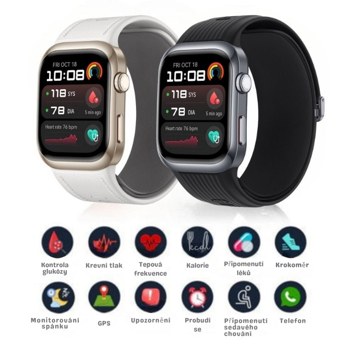 Smartwatch Y68 – Měří glukózu a krevní tlak | Menu v češtině