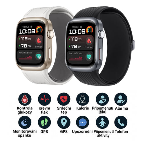 Smartwatch Y68 – Měří glukózu a krevní tlak | Menu v češtině